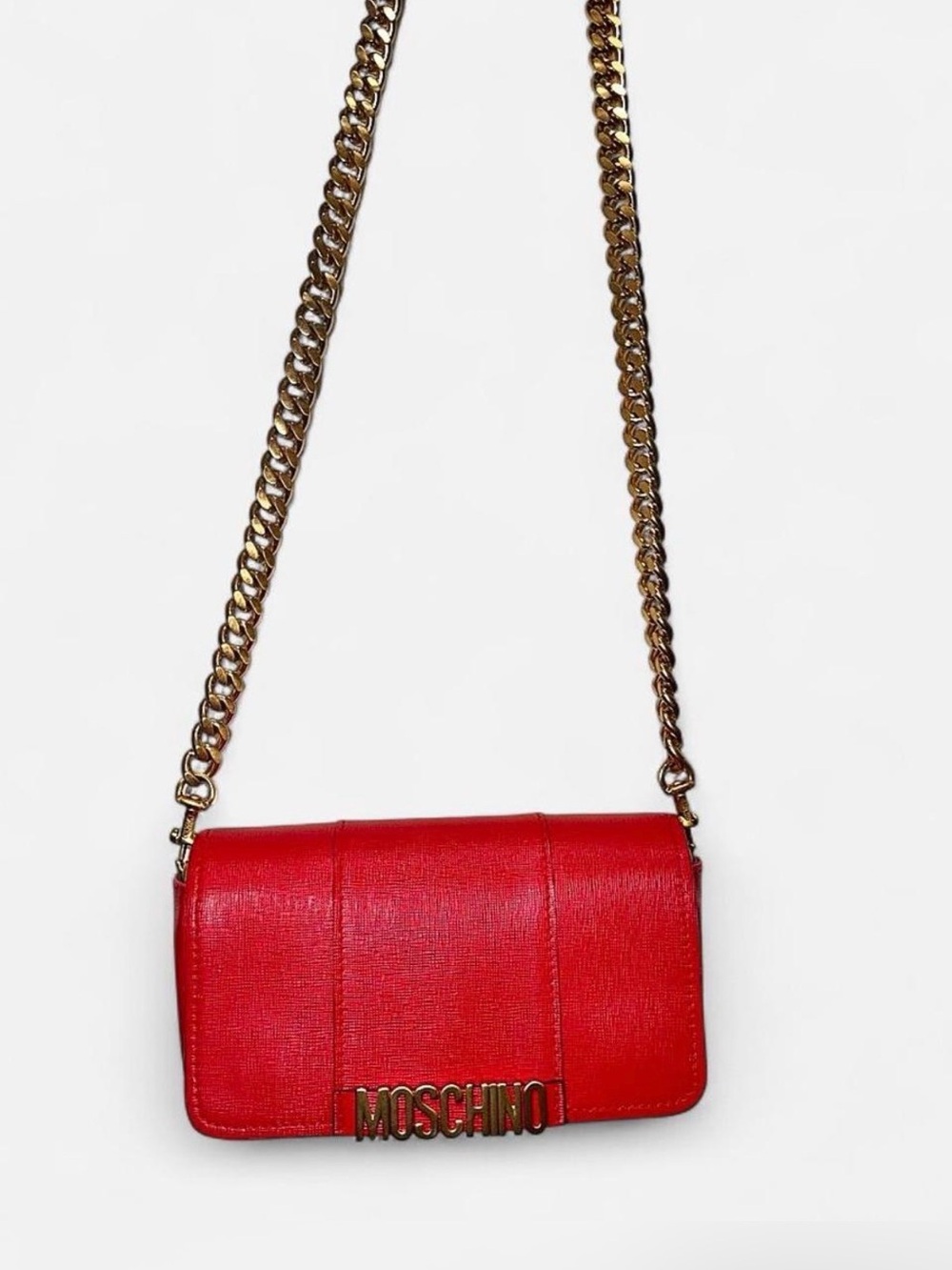 Moschino Red Crossbody Bag with Gold Chain